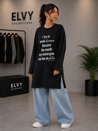 ELVY - 0023 | Signature Graphic Long Top