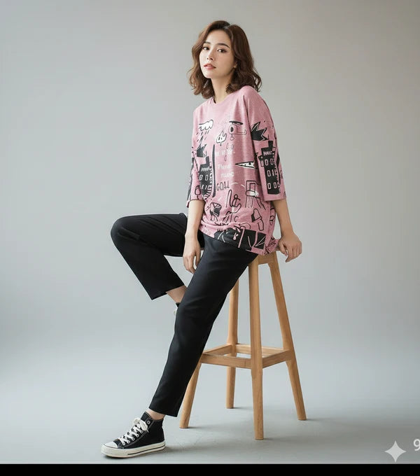 ELVY - 0060 PLANET PINK NIGHT SUIT