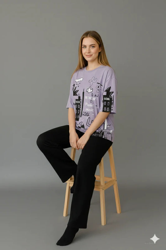 ELVY - 0061 PLANET LILAC NIGHT SUIT