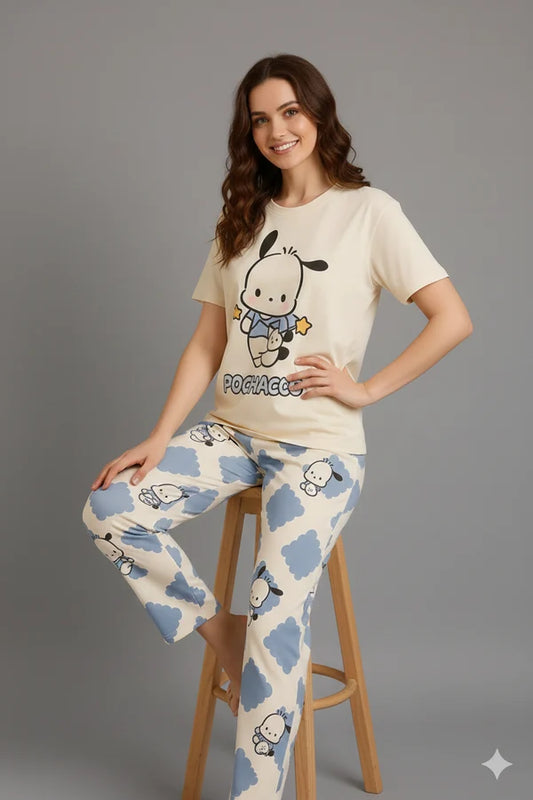 ELVY - 0071 WHITE  PANDA  NIGHT SUIT