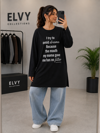 ELVY - 0023 | Signature Graphic Long Top
